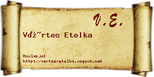 Vértes Etelka névjegykártya